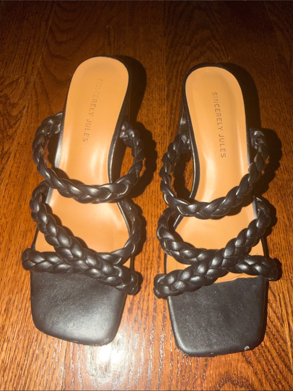 Sincerely Jules Black Braided Strappy Slide Sandals